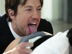 Pijpbeurt, Bruinharig, Hd, Kousen, Tiener, Tieten likken