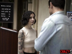 Grosser schwanz, Blasen, Braunhaarige, Süss, Schwanz, Hardcore, Muschi, Rau