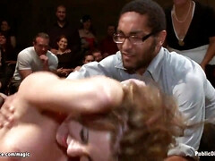 Tied cutie cattle prodded in public (James Deen, Goddess Donna, Amy Brooke)