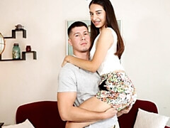 Arsch, Grosser schwanz, Blasen, Braunhaarige, Hundestellung, Natürlichen titten, Dürr, Titten