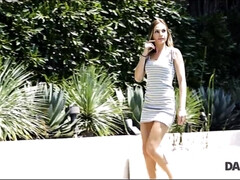 18, フェラチオ, 爸, なめる, アウトドア, オマンコ, 赤毛, ティーン