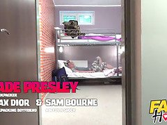 フェラチオ, ラティーナ, なめる, メキシコ人, 小柄, オマンコ, 三人, オッパイの