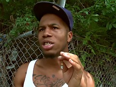 Black gangster publicly fucks on the street after blowjob