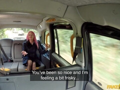 Pink-haired slut in black stockings pleasuring John in his car