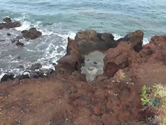 Amateur, Playa, Morena, Al aire libre, Público, Coño, Tetas, Voyeur