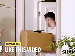 Charming neighbor asks guy for help and rewards him with sex