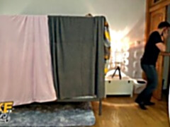 Sneaky sex with natural teen girl caught by big tits girlfriend