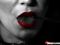 Brunette Ignites Passion in a Wild Bar Romantic Affair