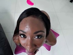Pretty teen ebony amazing sloppy deepthroat blowjob