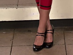 catalina: red latex top & pants