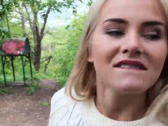 Leie, Blondine, Blasen, Tschechisch, Hundestellung, Europäisch, Im freien, Öffentlich