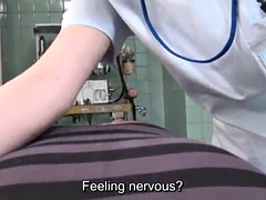 subtitled cfnm japanese female doctor gives patient handjob