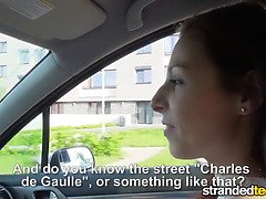 Cul, Voiture, Pov, Rasée, Maigrichonne, Fils, Suçant, Adolescente