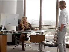 Young man bonks his big-boobied boss in her office