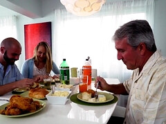 Blonde PAWG Alyssa Cole jerking him under the table