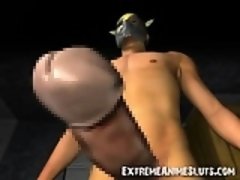 3D Busty Superhero vs Giant Cock!