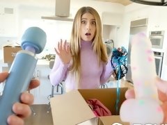 Cul, Blonde, Attrapée, Masturbation, Pov, Adolescente, Nénés, Jouets