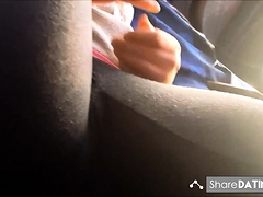 naughty teen rubs pussy on bus