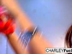 Charlie has some slippery and wet fun with a sexy brunette