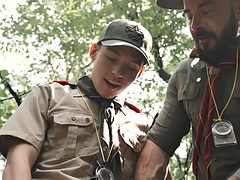 Gay scout outdoors without a condom twinks skinny asshole in the forest
